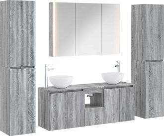 vidaXL Juego De Muebles De Ba&ntilde;o 6 Uds. Sonoma Gris Vidaxl