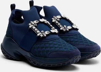 Roger Vivier Viv Run suede-trimmed slip-on sneakers