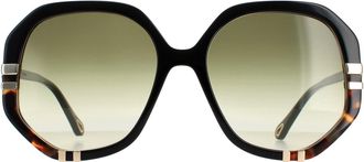 Chlo&eacute; Chloe Square dames glanzende zwarte en schildpad groene gradi&euml;nt CH0105S