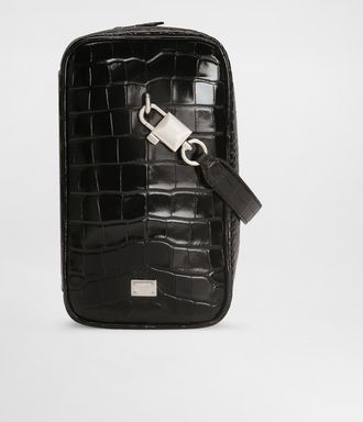 Dolce & Gabbana Lock Polished Alligator Handbag - Man Black Onesize