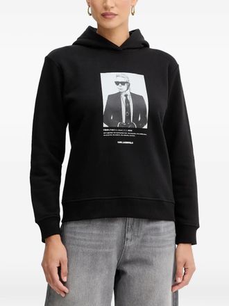 Karl Lagerfeld graphic-print hoodie - women - Fabric - S - Black