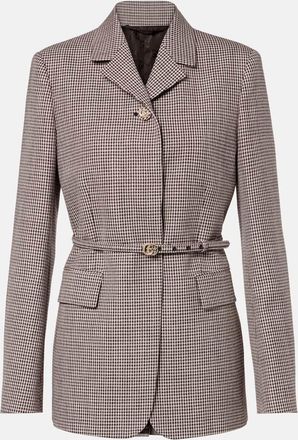 Gucci Double G gingham belted wool blazer