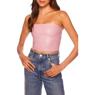 Susana Monaco Faux Leather Crop Tube Top in Lip Gloss at Nordstrom Rack, Size Medium