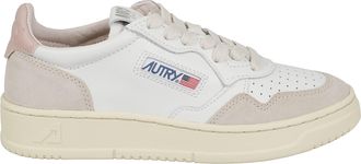Autry White Powder Pink Medalist Low Suede Leather Sneakers