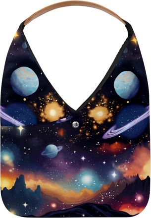 Generic Universe Space Cosmic Stars Reusable Lightweight Grocery Bags - Foldable Into Compact Pouch, Washable & Sturdy, Multipurpose for Shopping and Travel