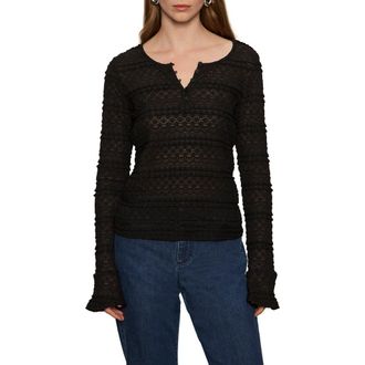 Sanctuary Lovely Lace Henley in Black at Nordstrom Rack, Size X-Small