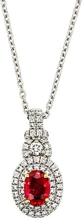 Le Vian Vivds Platinum & 18K 1.22 Ct. Tw. Diamond & Ruby Pendant Necklace
