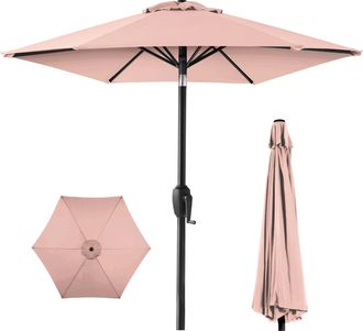 Best Choice Products 7.5ft Heavy-Duty Outdoor Market Patio Umbrella w/ Push Button Tilt, Easy Crank