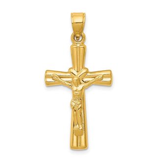 Diamond2Deal 14k Yellow Gold Reversible Crucifix Pendant