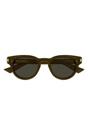 Saint Laurent 48mm Small Round Sunglasses in Brown at Nordstrom