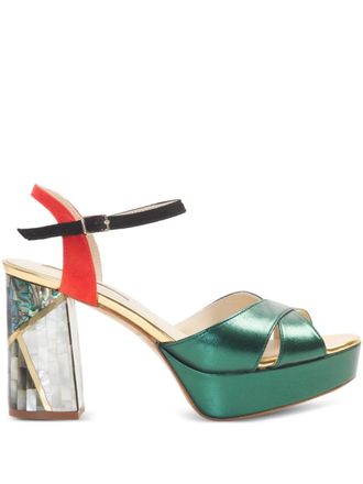 Freya Rose Kami cross-over sandals - women - Calf Leather/Kid Leather/Calf Leather - 37 - Green