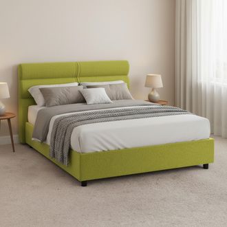 Dmora Letto Matrimoniale Briatico, Letto Matrimoniale Materasso Incluso, Sfoderabile Made In Italy, Contenitore, Verde