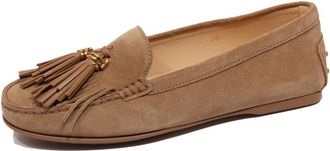 Tod's Su&egrave;de Franje Loafer Schoen Made in Italy - Dames - Loafers - Beige - 35 EU - Su&egrave;de - Schoenen
