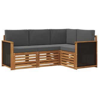 vidaXL Juegos De Sof&aacute;s Con Coj&iacute;n 4 Pcs Madera De Acacia S&oacute;lida Vidaxl
