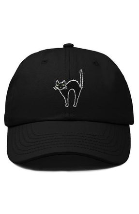 Dalix Black Cat Embroidered Casual Hat at Nordstrom