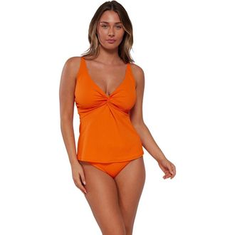 Sunsets Forever Tankini Swimsuit Top - D Cup in Kumquat Sandbar Rib at Nordstrom, Size 38