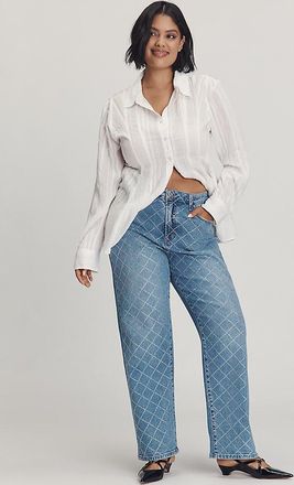 Eloquii Plus Diamond Sparkle High-Rise Taper Jeans