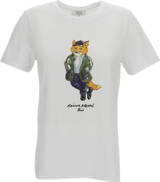 Maison Kitsun&eacute; Weekend Fox T-Shirt - Dames - T-shirts - Wit - S - Katoen - Tops