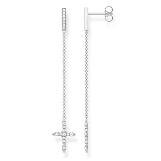 Thomas Sabo Kruis Zilveren- Witte Oorbellen - Dames - Oorbellen - Grijs - ONE Size - Accessoires