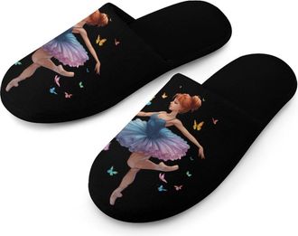 Generic Ballet Butterflies Mens Slippers Warm Non-Slip Houes Shose Spa Slipper for Home Bedroom
