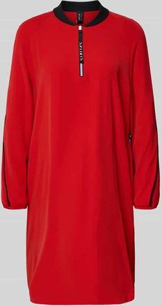 Marc Cain Knielanges Kleid mit geripptem Stehkragen in Rot, Größe 34