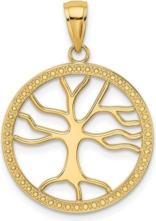 Diamond2Deal 10k Yellow Gold Large Tree Of Life In Round Frame Charm