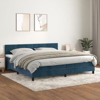 vidaXL Vidaxl - Cama Box Spring Con Colch&oacute;n Terciopelo Azul Oscuro 200x200 Cm