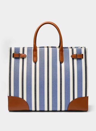 Lauren Ralph Lauren Womens Devyn striped woven fabric tote bag