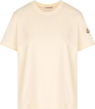 Moncler WOMENS COTTON TRIM T SHIRT Size: XS, colour: WHITE