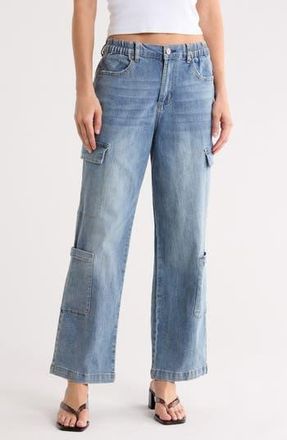 Madden Girl Cargo Pocket Wide Leg Jeans in Medium Wash at Nordstrom Rack, Size Small
