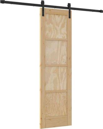 vidaXL Puerta Corredera Manual Natural Y Negro 61 X 198.5 Cm Vidaxl