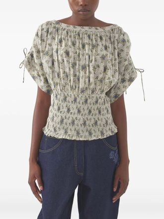 Antik Batik floral-print blouse - women - Cotton - L - Grey