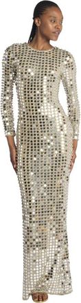 Retrof&ecirc;te Paillet Maxi Jurk in Beige - Dames - Maxi kleedjes - Beige - XS - Nylon - Kleedjes