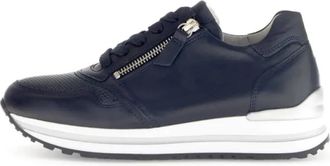 Gabor Ocean Blauw Stijlvol Comfortabele Damesschoen - Dames - Sneakers - Blauw - 37 EU - Leer - Schoenen