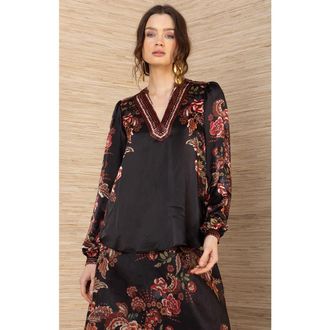 Hale Bob Brylee Silk Top in Black at Nordstrom, Size X-Large