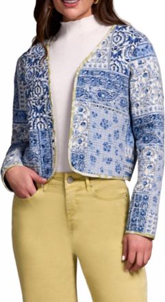Tribal Quilted Cotton Patchwork Reversible Jacket In Ultrablue