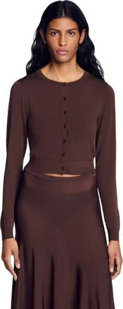 Sandro Sheer knit cardigan in Brown at Nordstrom, Size X-Large