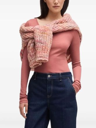 BOSS scoop-neck top - women - Elastane/Cotton - L - Red