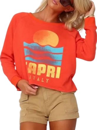 Prince Peter Capri Crop Sweatshirt In Orange