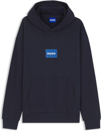 HUGO BOSS Blue-logo hoodie in cotton terry