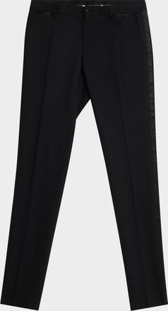 Dolce & Gabbana Mens Wool Silk-Trim Flat Front Trousers