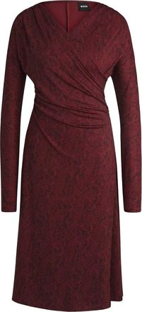 HUGO BOSS Dames/Dames Ettita Wrap Front Casual Dress met all-over print (Rood)