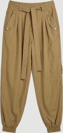 Karen Millen Womens Cupro Utility Twill Woven Trouser - Tan Lyocell - Size 10 UK