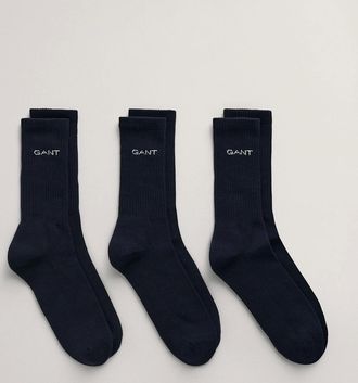 GANT Mens GANT Mens Sport Socks 3-Pack - 410 Marine - Navy - Size: 9/9.5/10/10.5/11
