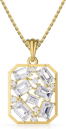 Diamond2Deal 18k Vermeil Plated Silver 5 Ct Emerald Cut Lab Grown Diamond Pendant Necklace 18