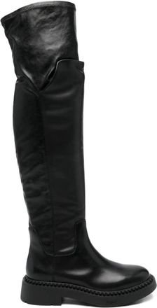 Ash Zwarte enkellaarzen voor vrouwen - Dames - Over de knie laarzen - Zwart - 39 EU - Leer - Schoenen