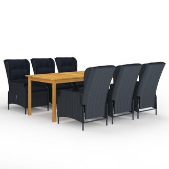 vidaXL Juego De Comedor Para Jard&iacute;n De 7 Piezas Gris Oscuro Vidaxl