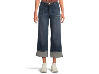 Kut from the Kloth Petite Sienna High Rise Straight Leg-roll Up Patch Pocket Womens Jeans Serene : 10P 29, Cotton/Denim/Polyester