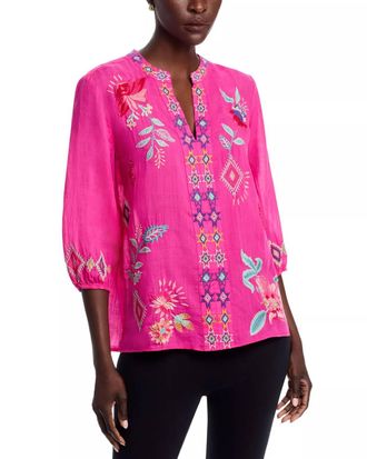 Johnny Was Talulla Paris Effortless Blouse In Fuschia Fedora