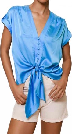 Hutch Ricci Tie Front Top In Turquoise